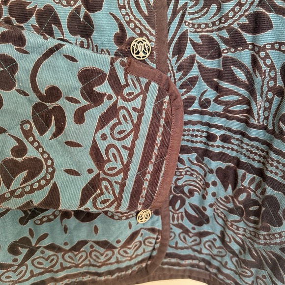 Multiples Quilted Jacket Women's Medium  Teal Brown 100% Cotton Buttons Career - Picture 3 of 8